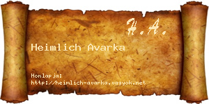 Heimlich Avarka névjegykártya